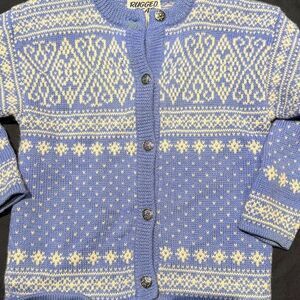 Rugged Bear Periwinkle Wool Cardigan Sweater Kids 4-5